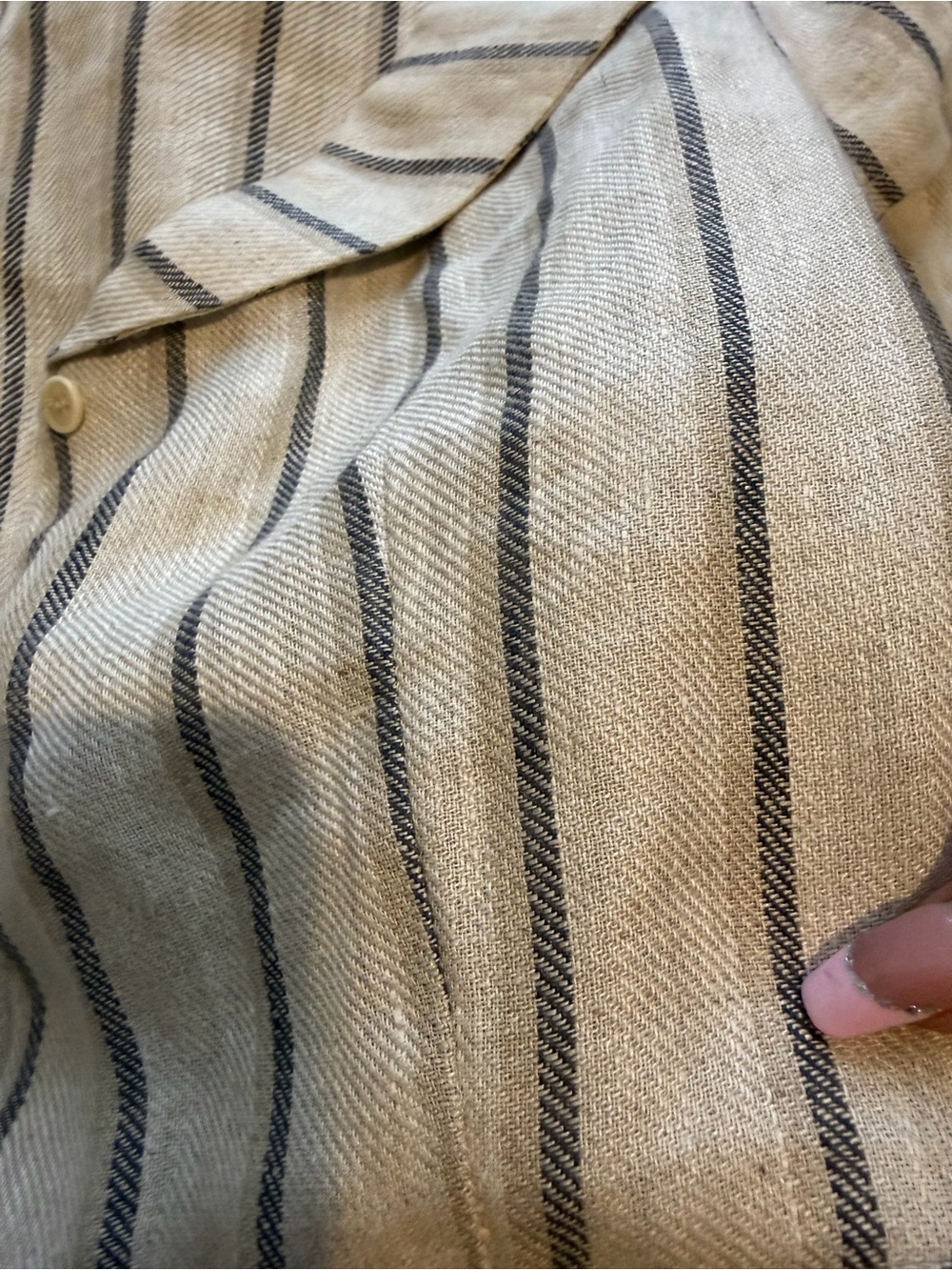 Reformation Cream Striped Button Up Linen Mini Dress Sz 6 - Picture 8 of 10